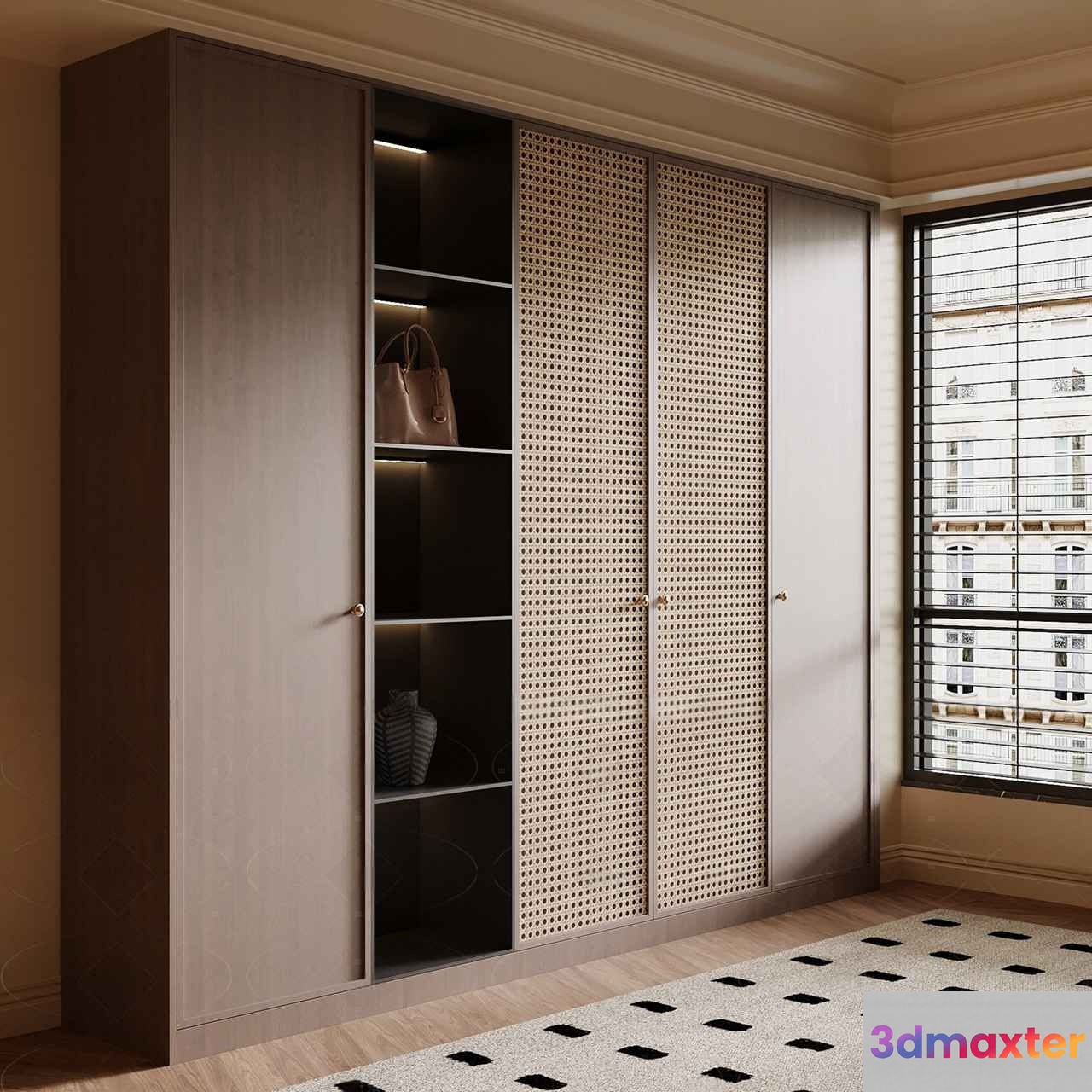 Modern Sliding Wardrobe 3D Model - 19475 - VRAY Render