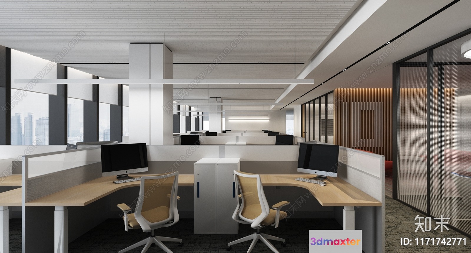 Modern Office Space 3D Model - 21828 - VRAY Render