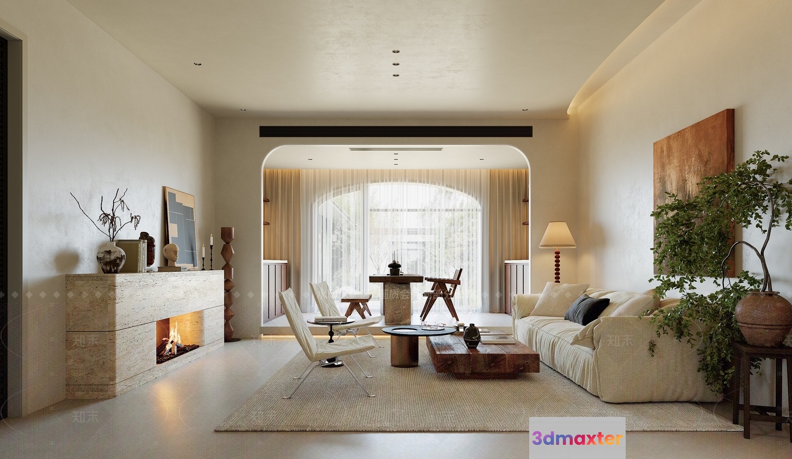 Modern Living Room 3D Model - 8020 - CORONA Render