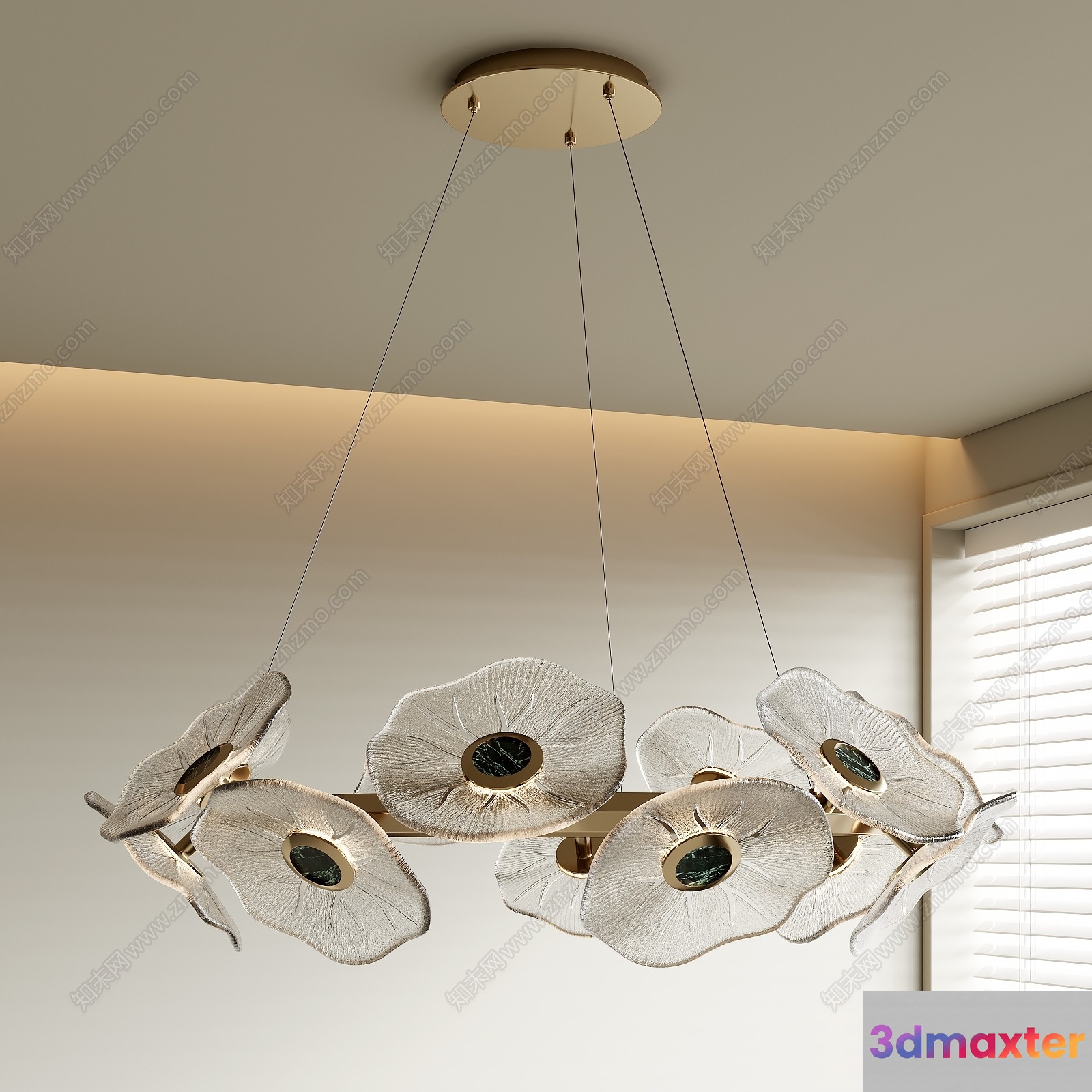 Gold Light Fixture 3D Model - 7228 - VRAY Render