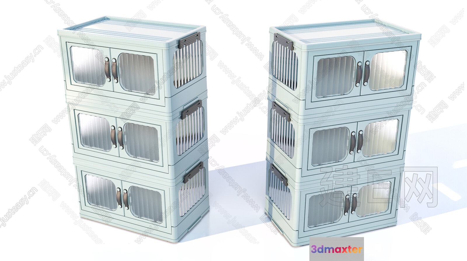 Stack Of Plastic Storage Bins 3D Model - 12207 - VRAY Render