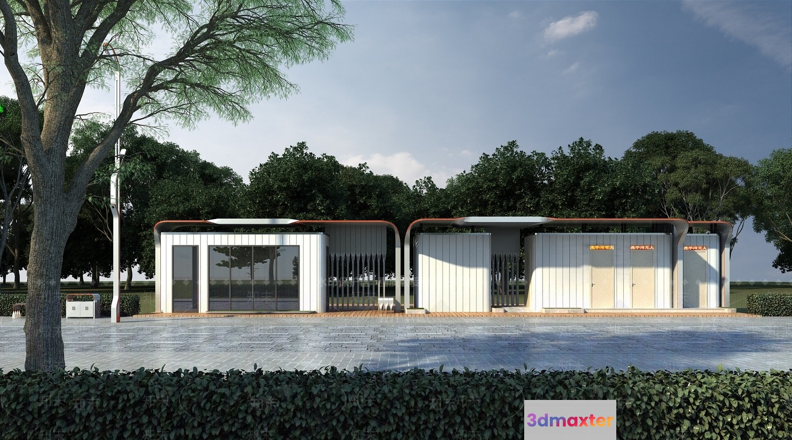 Modern White Building 3D Model - 19217 - VRAY Render