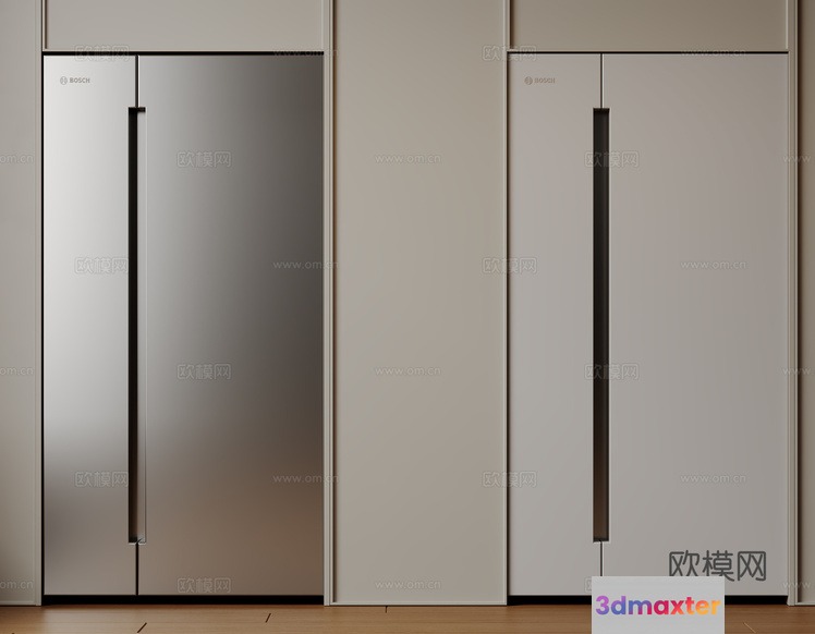 Modern Side-By-Side Refrigerator 3D Model - 5915 - CORONA Render