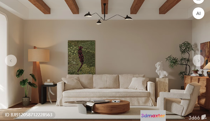 Modern Living Room 3D Model - 5538 - VRAY Render