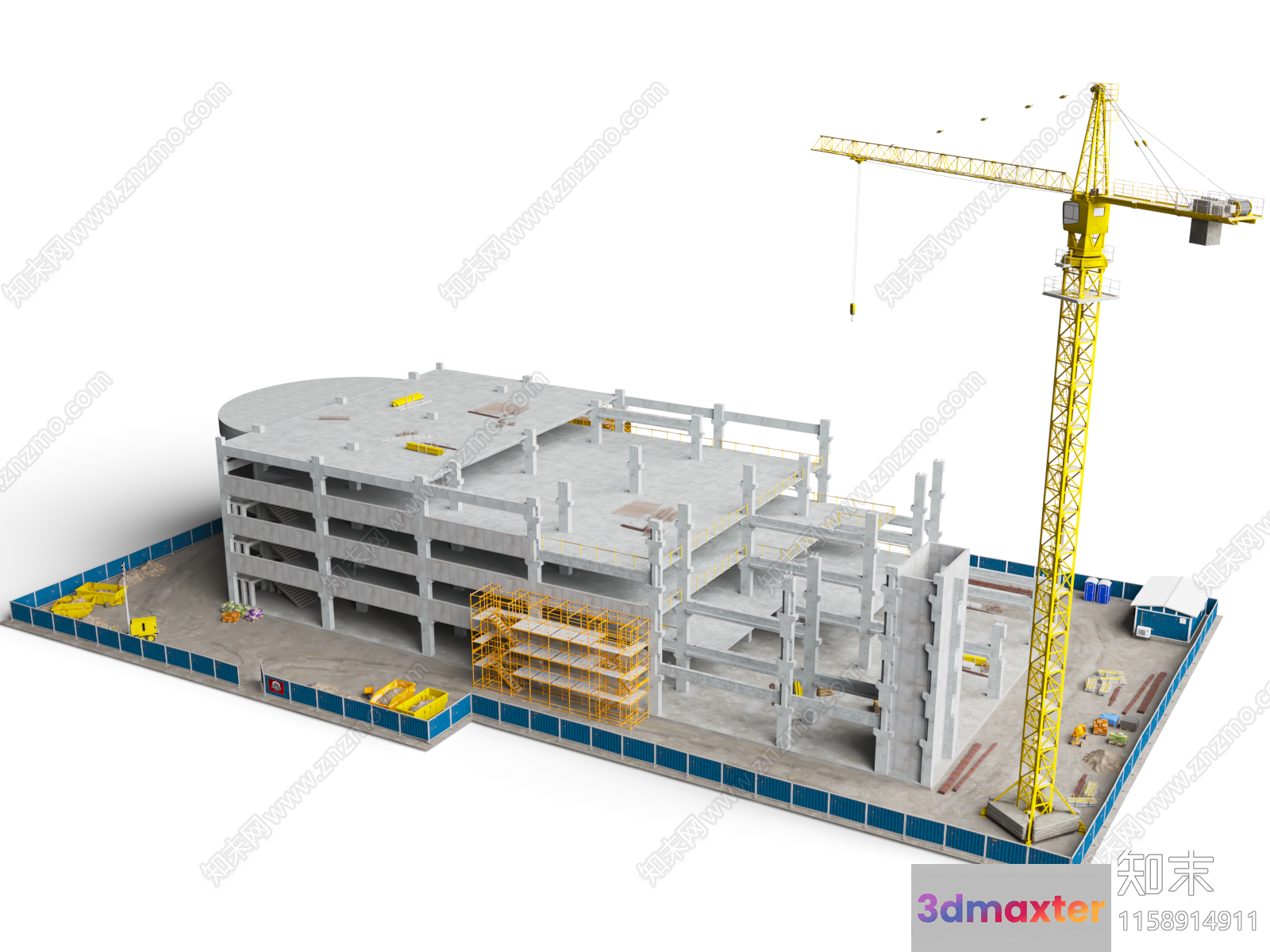 A 3D Model Of A Building Under Construction 3D Model - 803 - VRAY Render