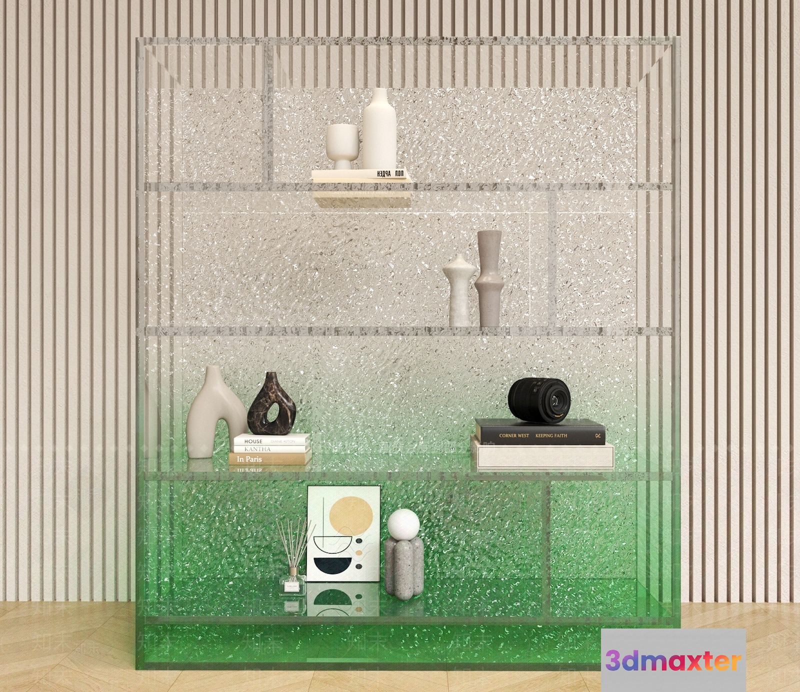 Modern Glass Shelving Unit 3D Model - 8751 - VRAY Render