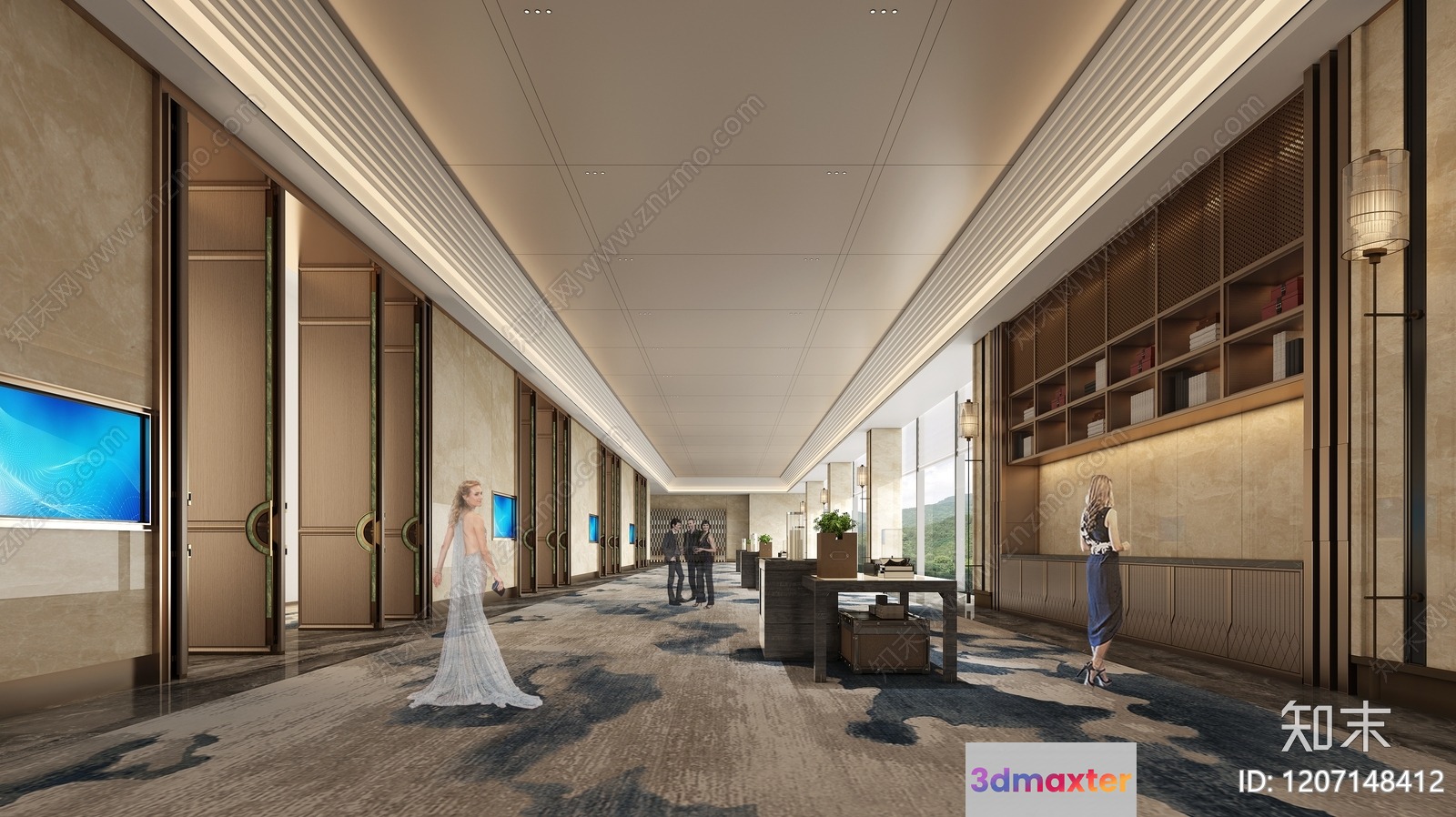 Modern Office Hallway 3D Model - 8890 - VRAY Render