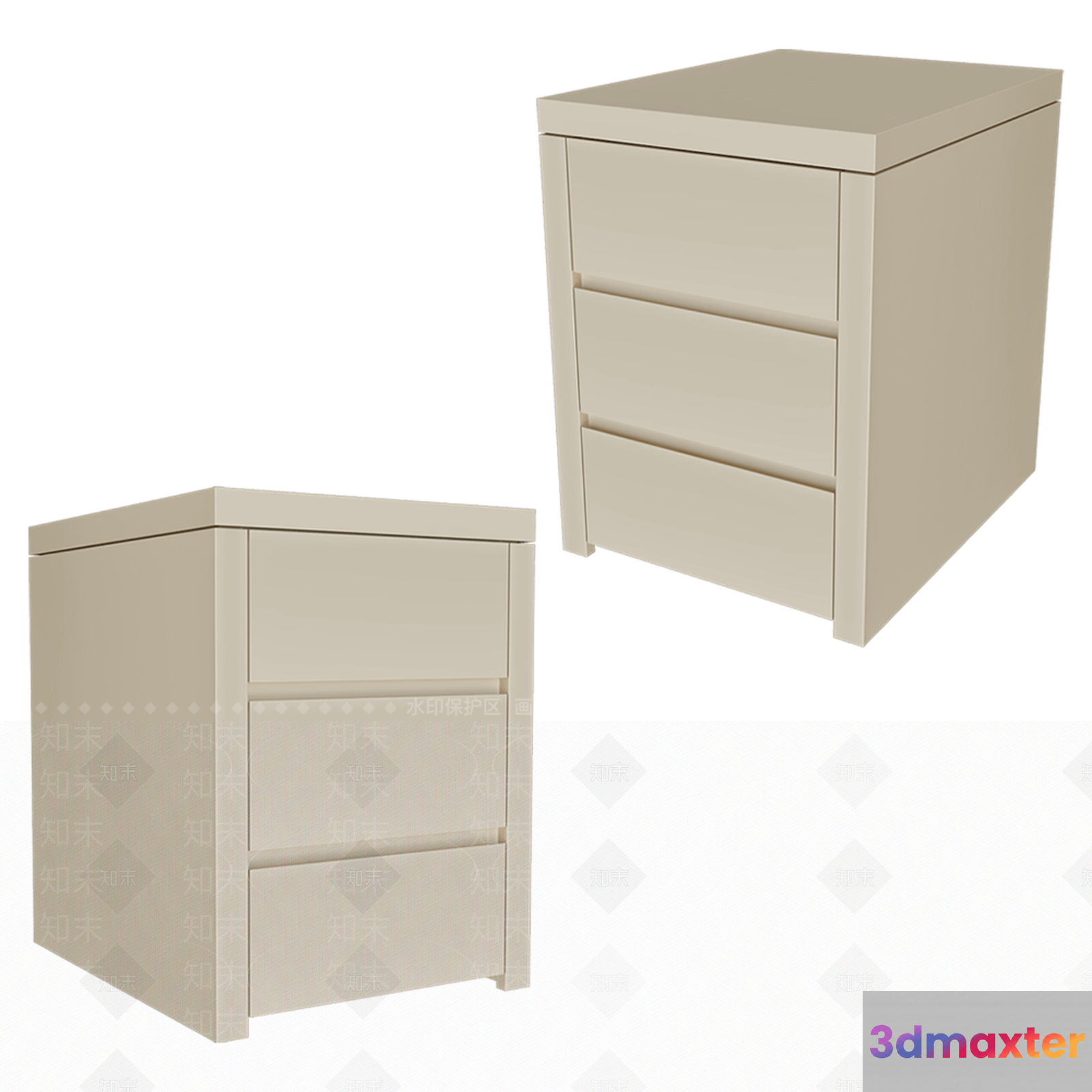 A Pair Of White Dressers 3D Model - 3779 - VRAY Render
