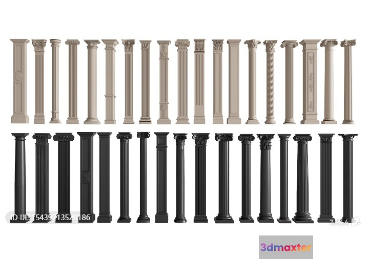 A Row Of Pillars 3D Model - 3377 - VRAY Render