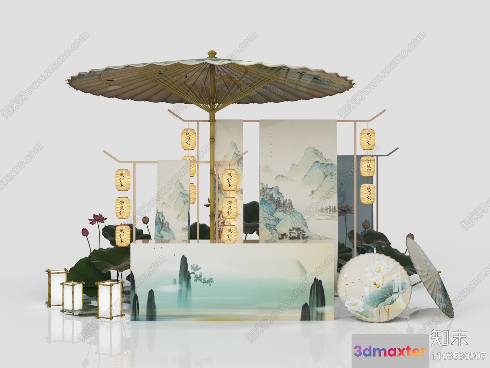 Traditional Asian Decor 3D Model - 8366 - VRAY Render