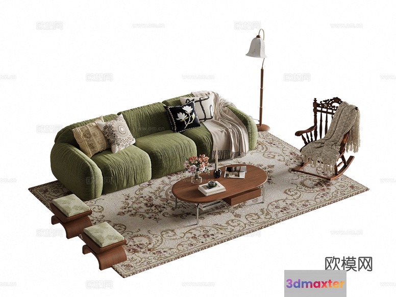 Cozy Living Room 3D Model - 12977 - VRAY Render