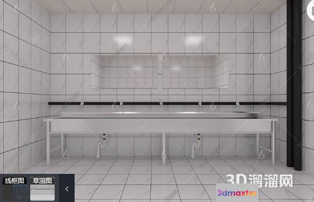 A 3D Rendering Of A Bathroom With Two Sinks 3D Model - 8504 - VRAY Render