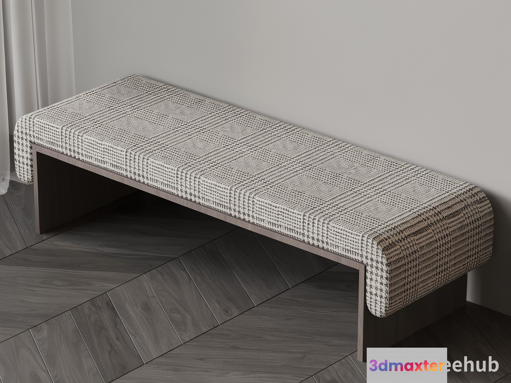 Simple Bench With Patterned Cover 3D Model - 20003 - VRAY Render