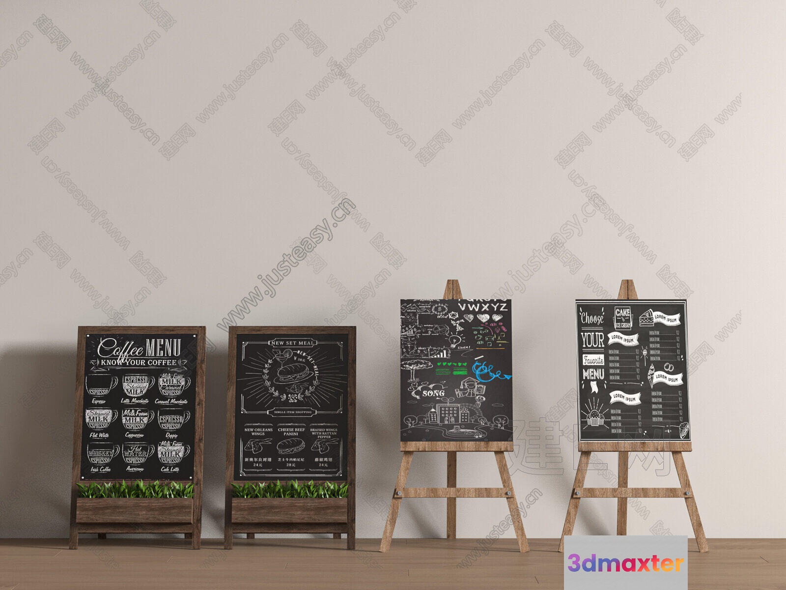 Modern Wooden Easels 3D Model - 8976 - VRAY Render