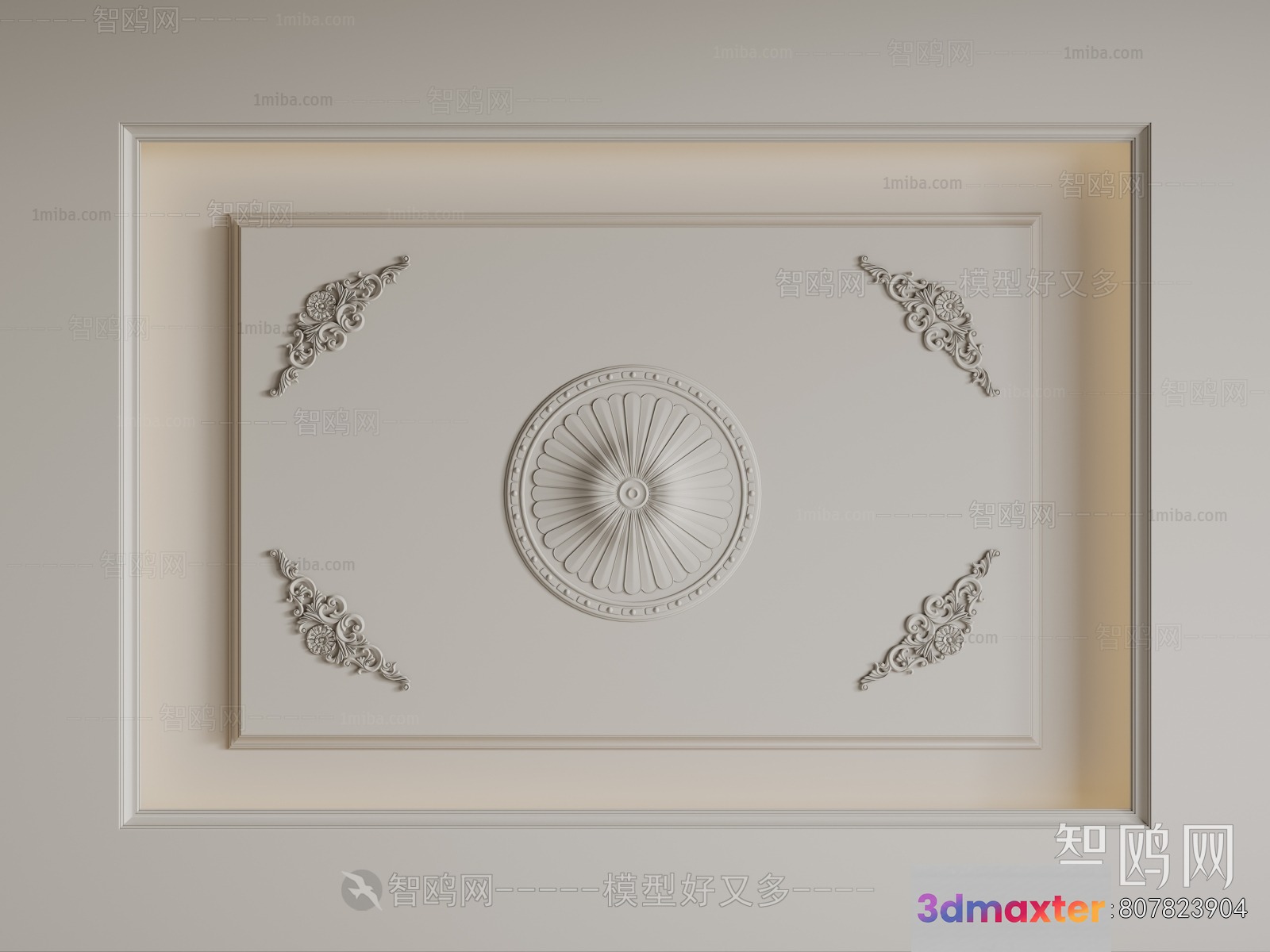 A Decorative Ceiling Design 3D Model - 9139 - VRAY Render