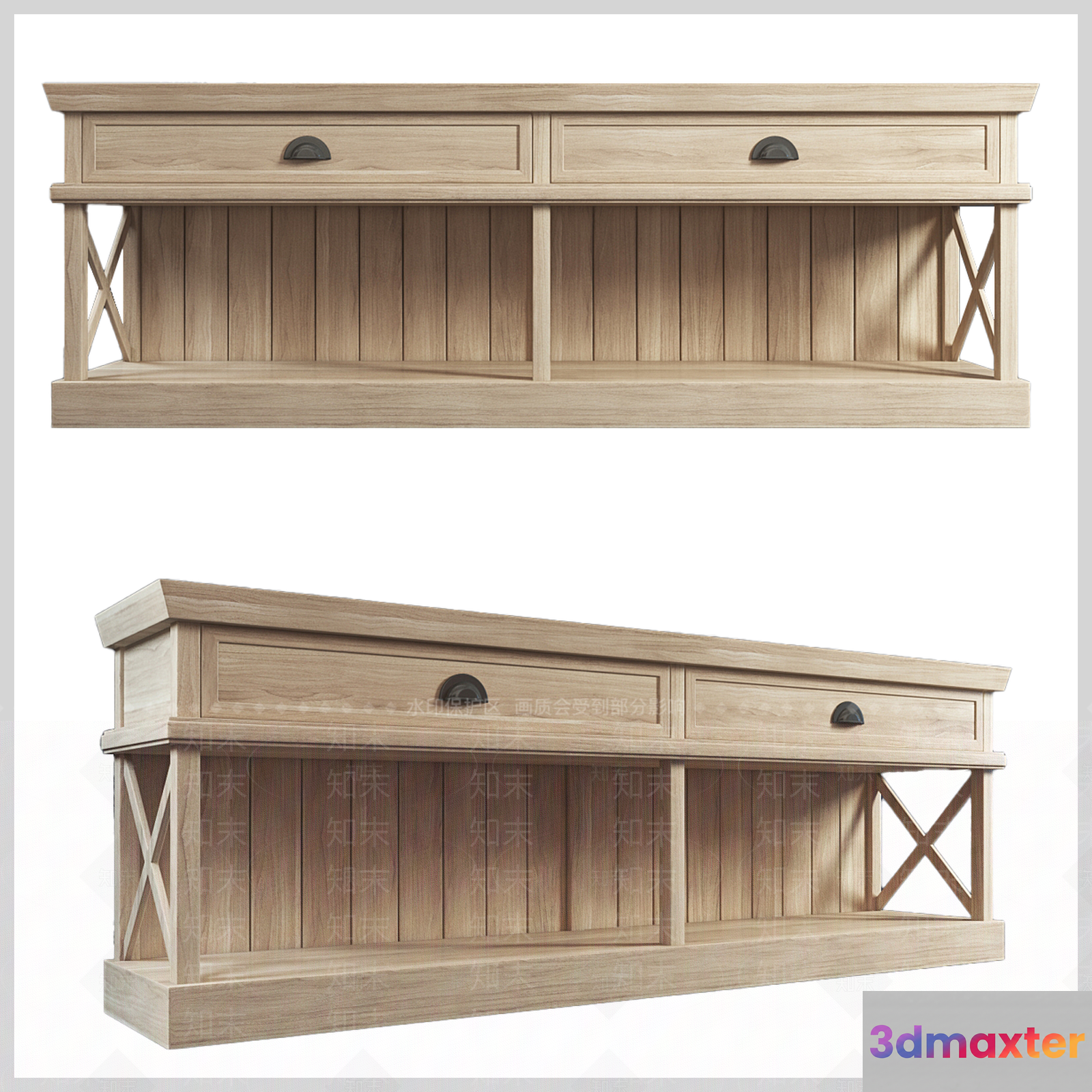 Light-Colored Wooden Cabinet 3D Model - 2150 - VRAY Render