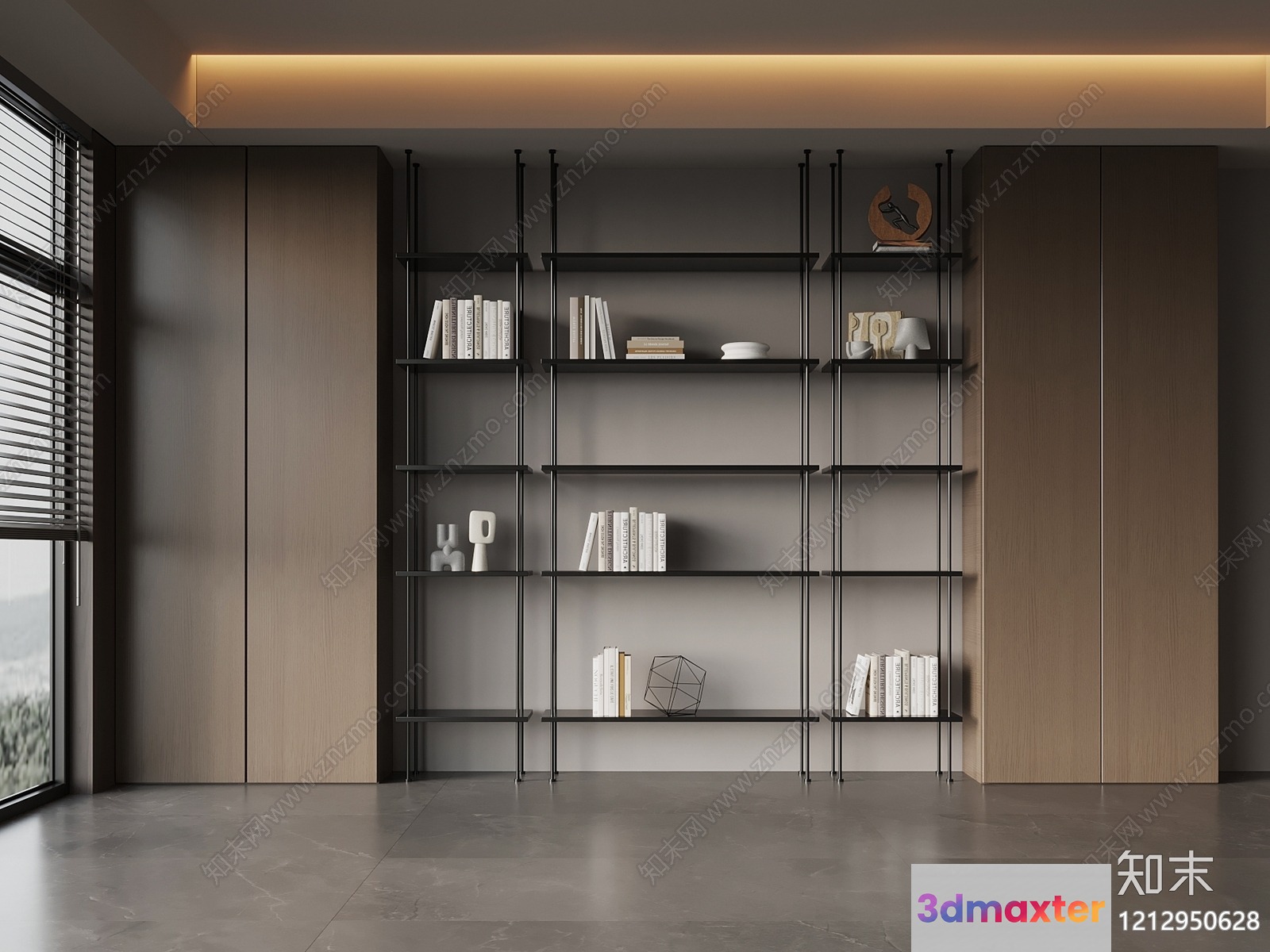 Modern Bookshelf 3D Model - 16421 - VRAY Render
