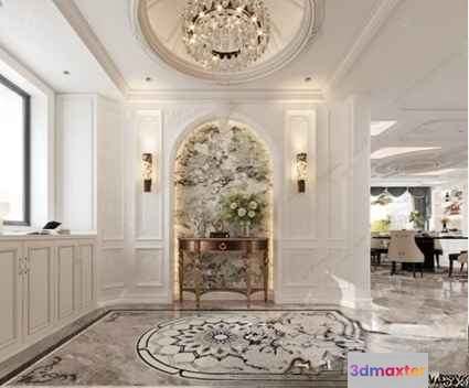 A White Elegant Hallway 3D Model - 7965 - CORONA Render