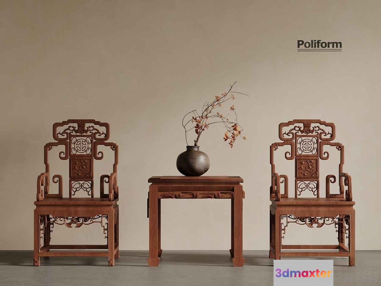 Wooden Furniture Set 3D Model - 13916 - VRAY Render