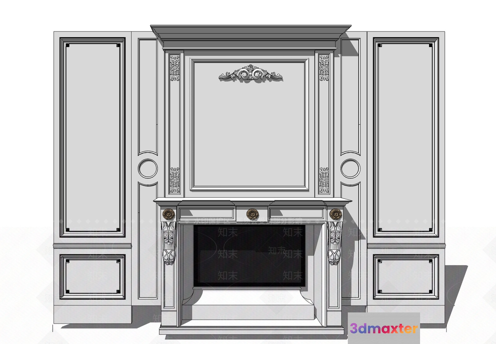 A White Fireplace 3D Model - 18596 - VRAY Render