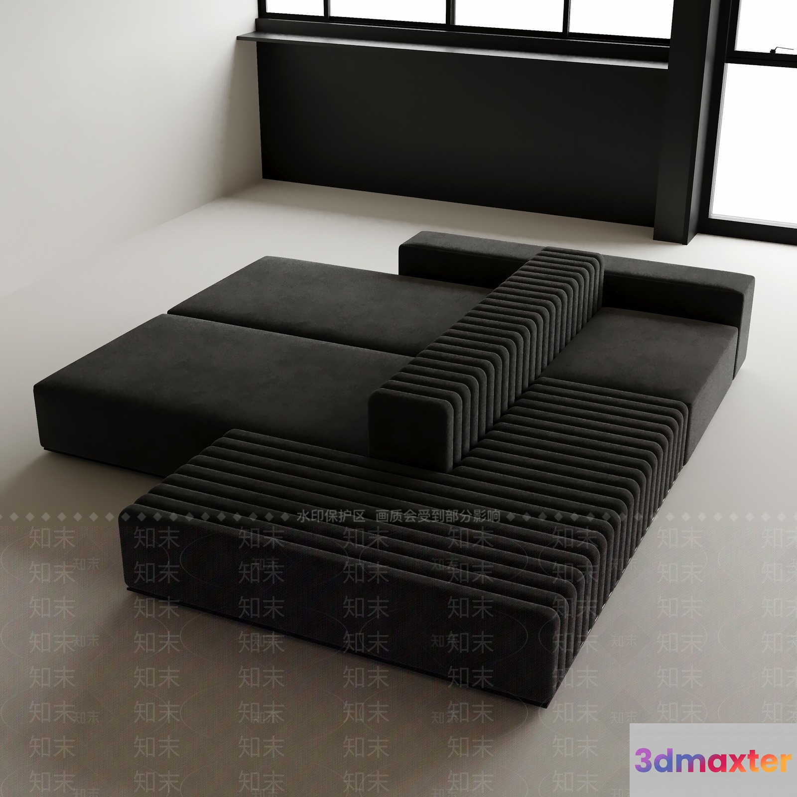 Modern Black Furniture 3D Model - 10583 - VRAY Render