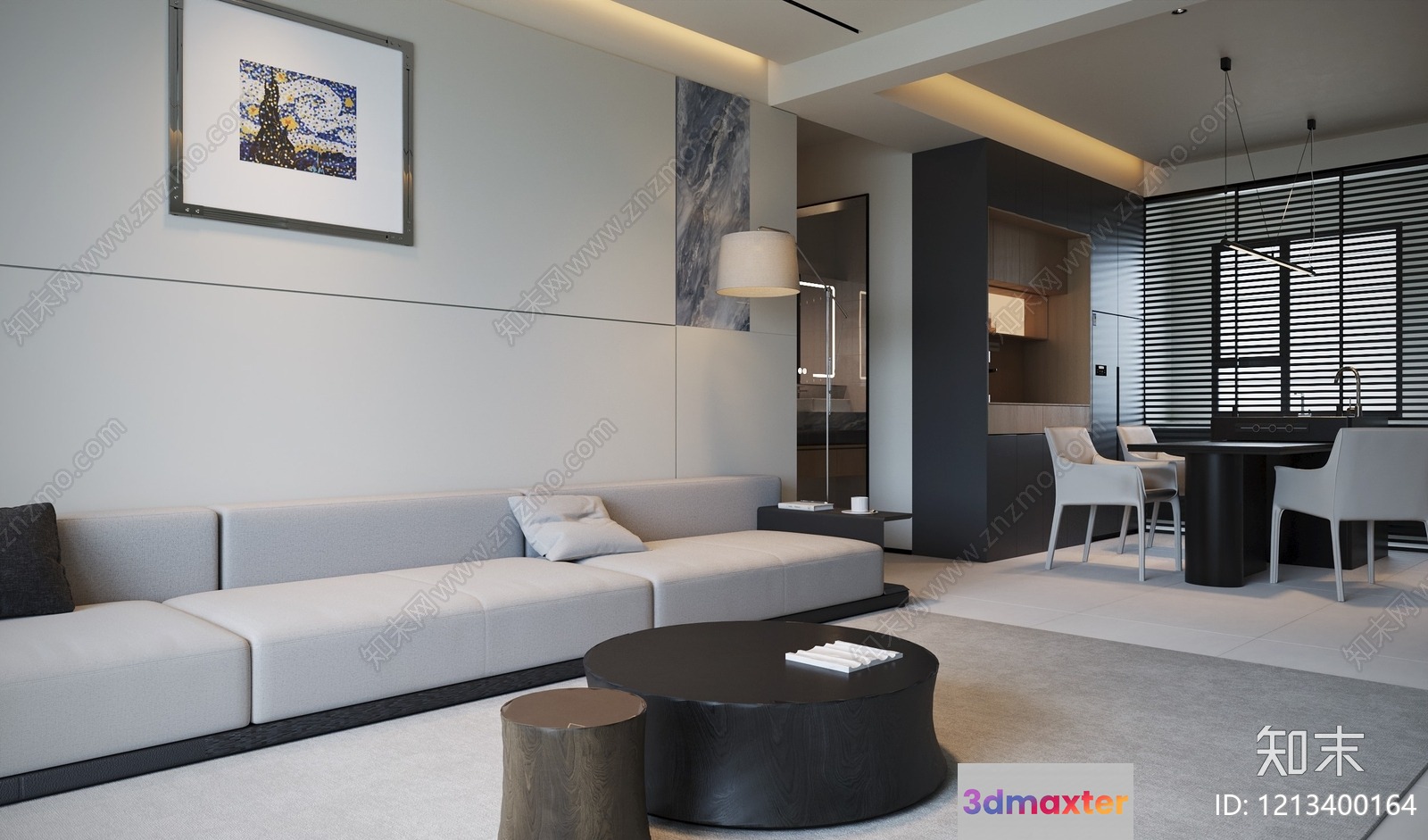 Modern Living Room 3D Model - 22100 - VRAY Render