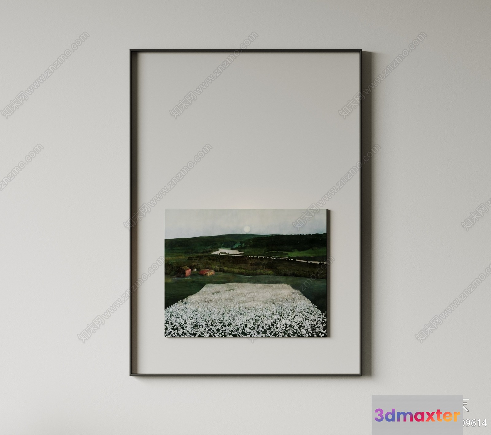 Simple Landscape Painting 3D Model - 4455 - VRAY Render