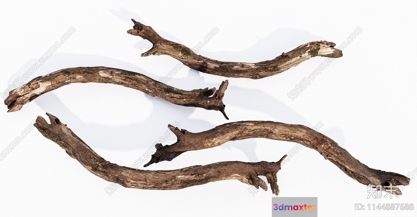 A Long Curved Piece Of Driftwood 3D Model - 17988 - VRAY Render