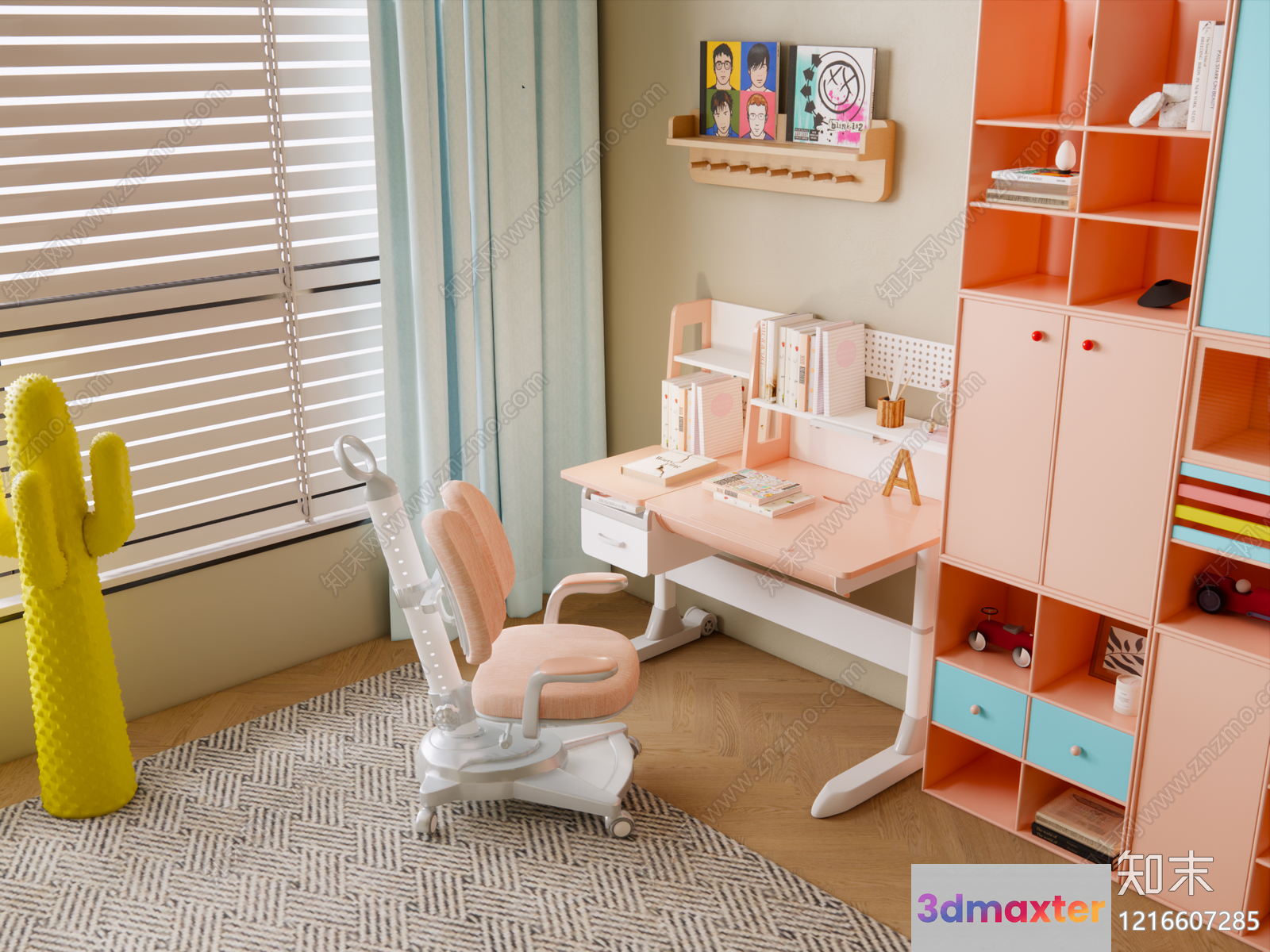 A Pink Desk 3D Model - 15032 - VRAY Render