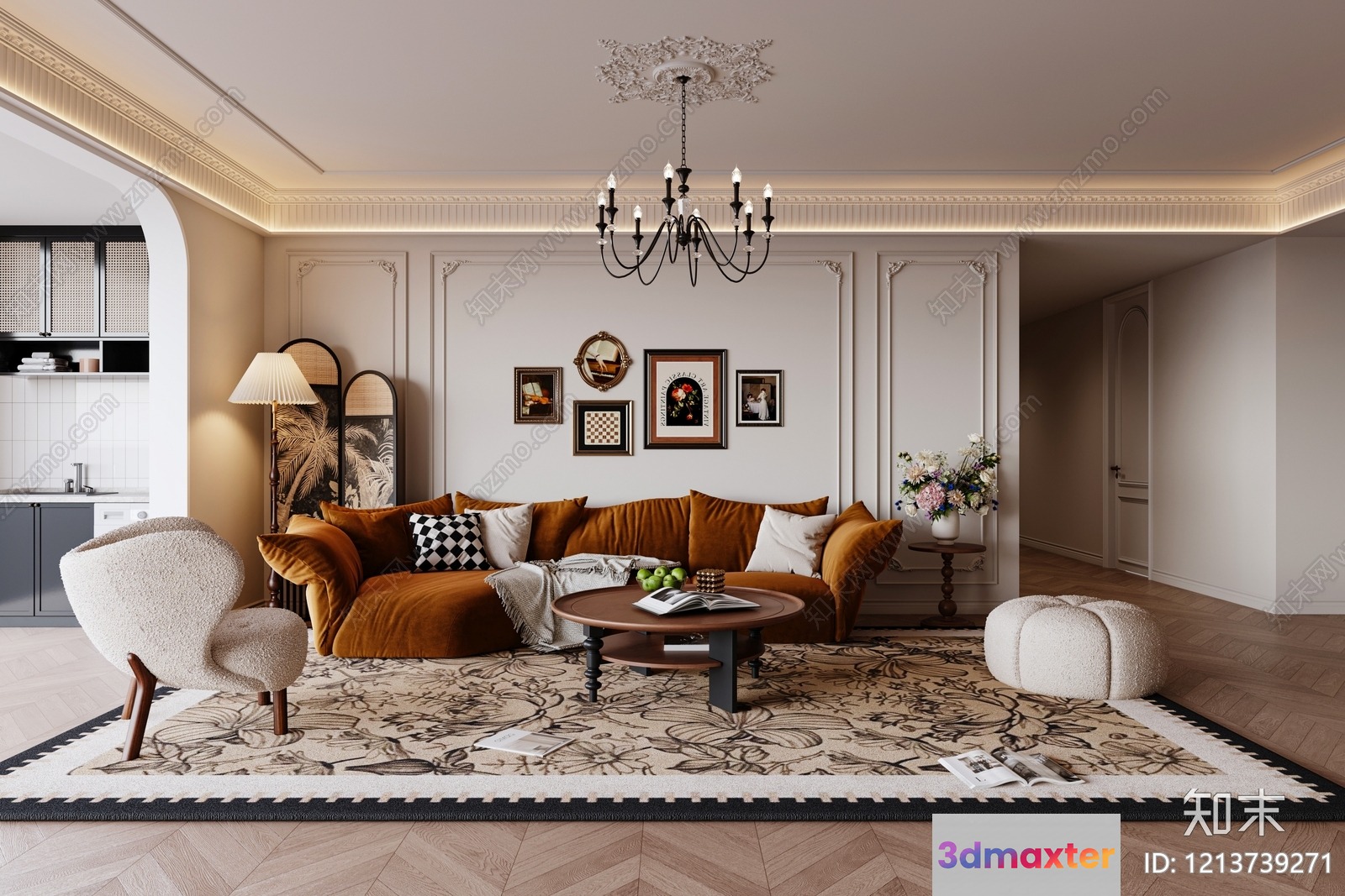 Modern Living Room 3D Model - 9547 - VRAY Render