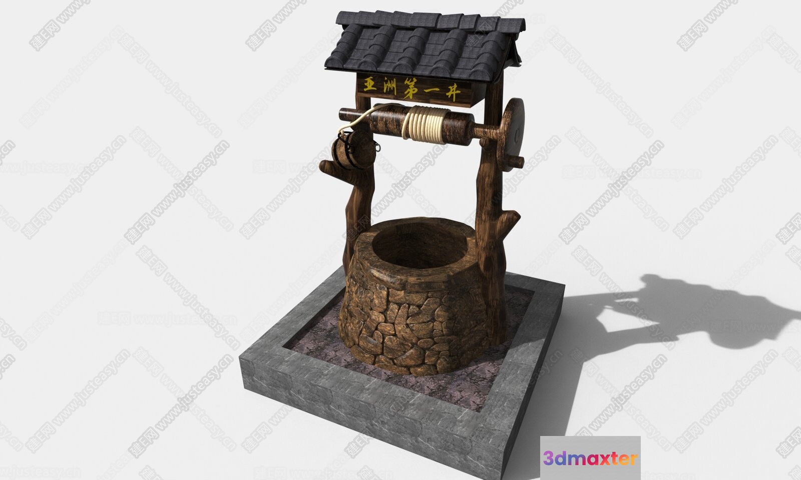 A Well With A Stone Base And A Wooden Structure 3D Model - 2575 - VRAY Render