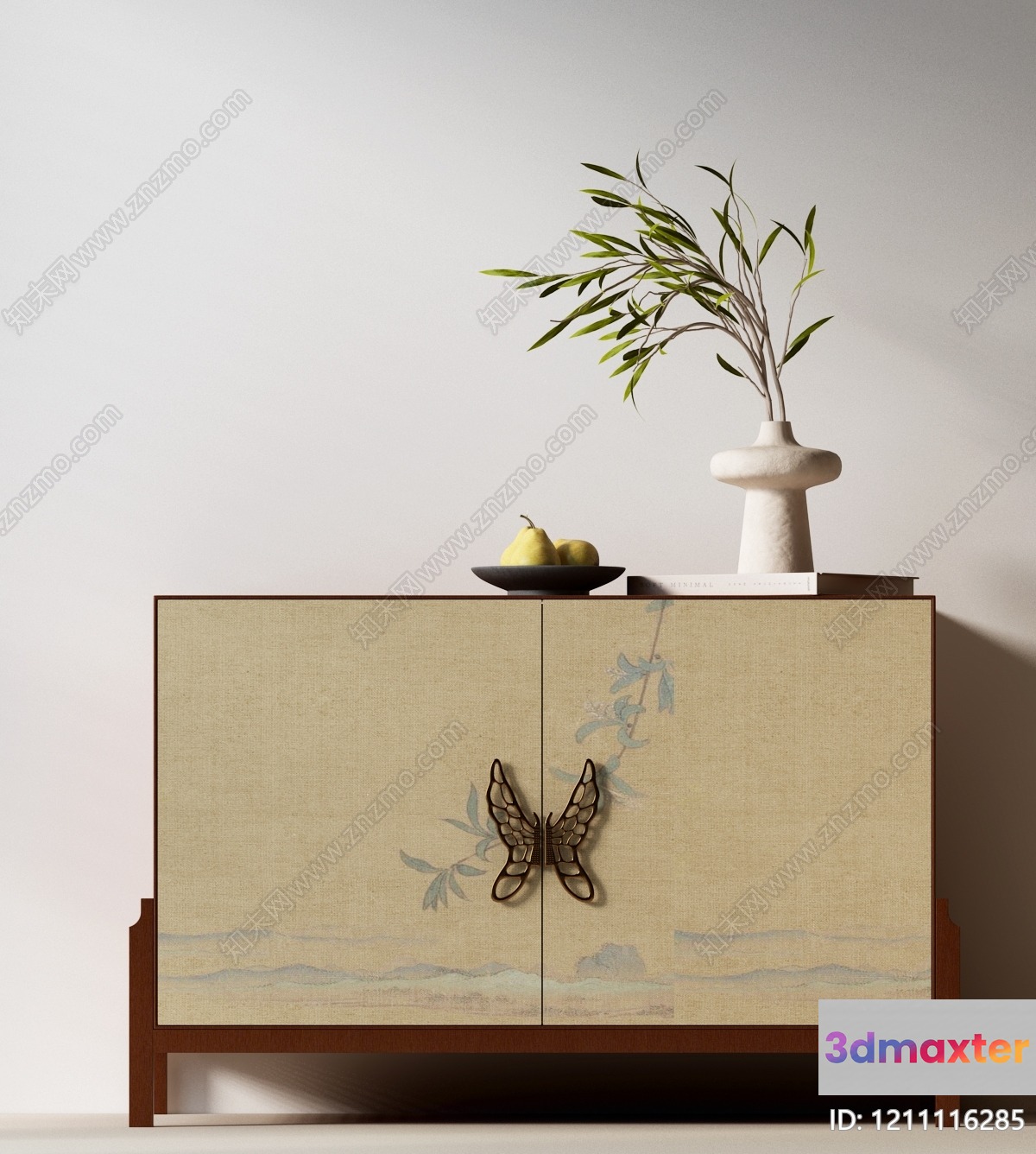 Modern Beige Dresser With Butterfly Hardware 3D Model - 19457 - VRAY Render