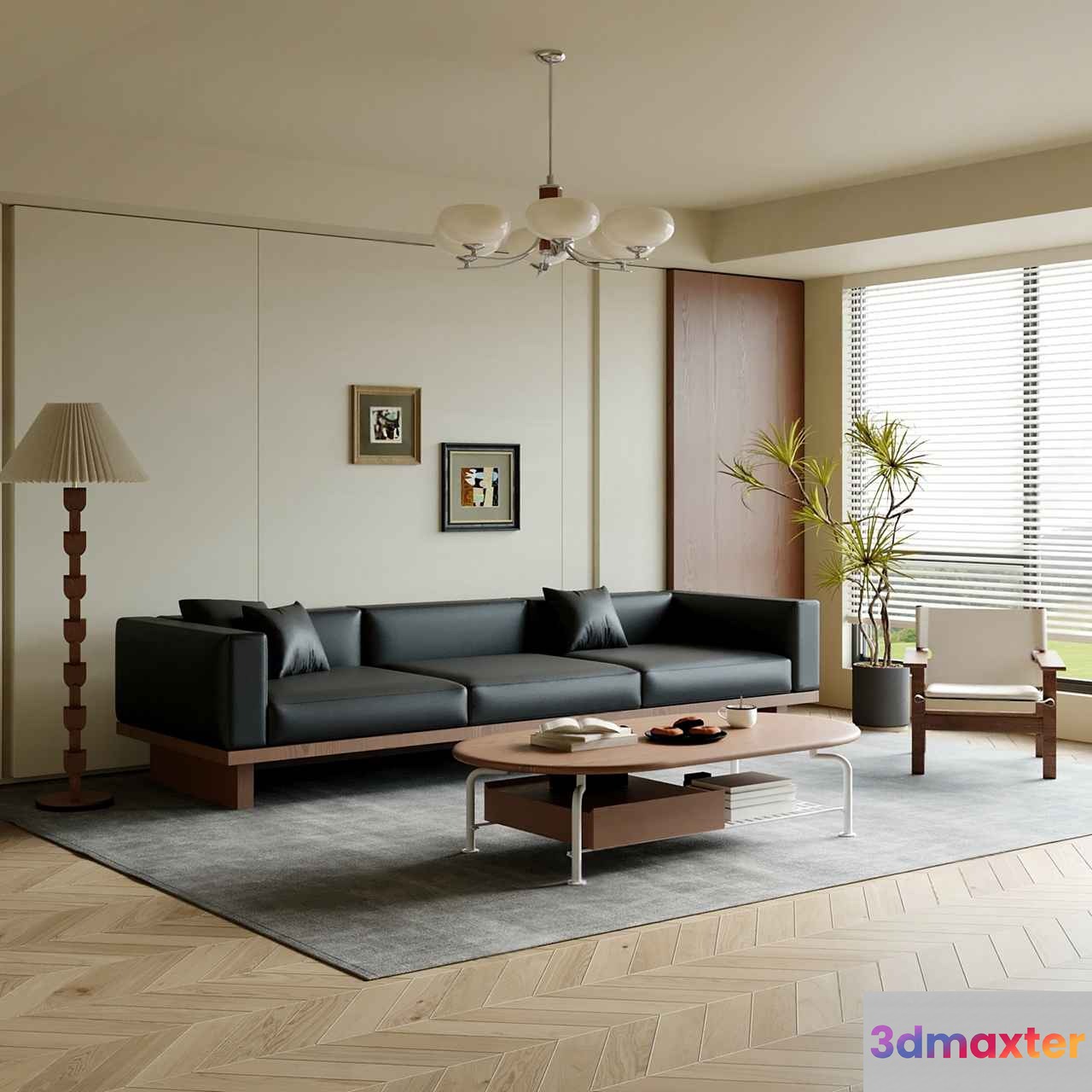 Modern Living Room 3D Model - 9286 - CORONA Render