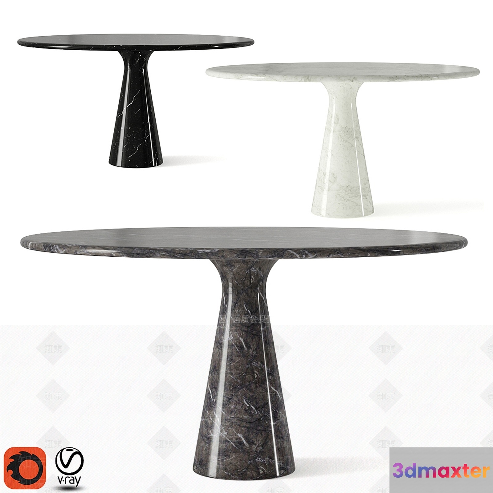 Round Marble Table 3D Model - 2904 - VRAY Render