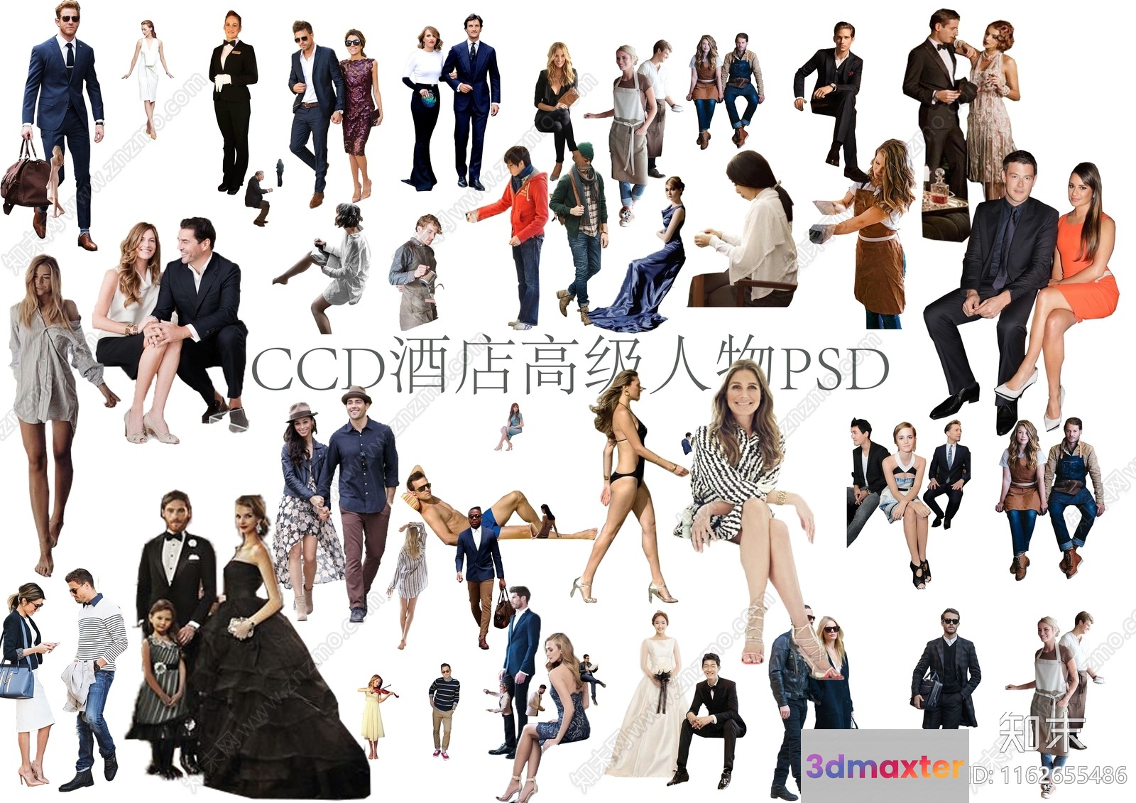 A Collage Of People In Various Poses And Outfits 3D Model - 12708 - VRAY Render