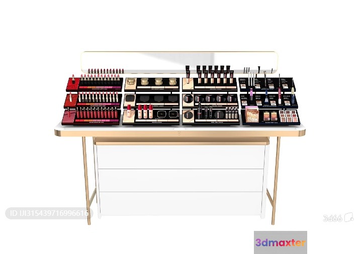A Vanity Table With Makeup On It 3D Model - 8578 - VRAY Render