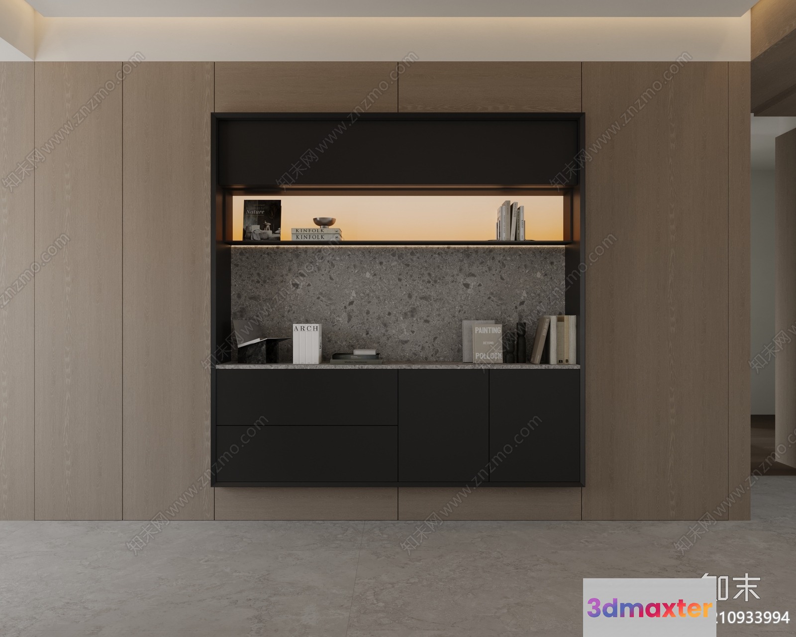 Modern Wooden Shelving Unit 3D Model - 20352 - VRAY Render