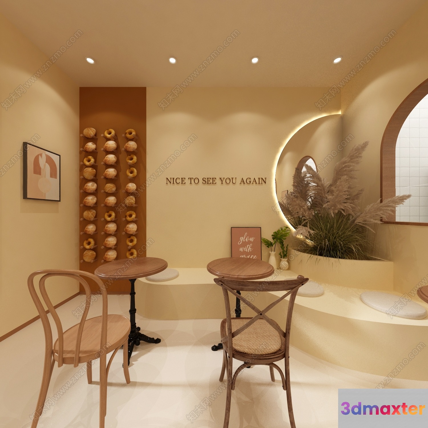 Cozy Beige Cafe 3D Model - 12737 - VRAY Render