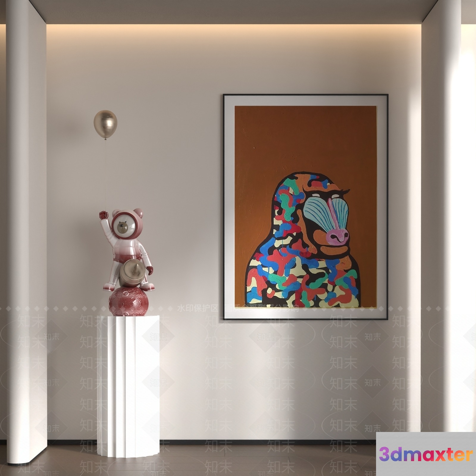 Modern Art Display 3D Model - 3479 - VRAY Render