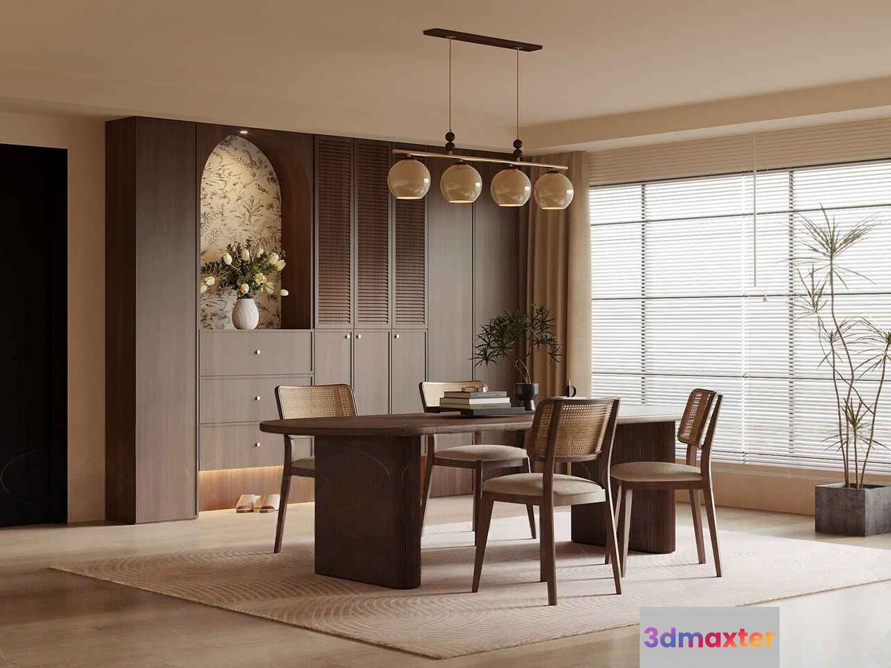 A Wooden Dining Table 3D Model - 12499 - VRAY Render