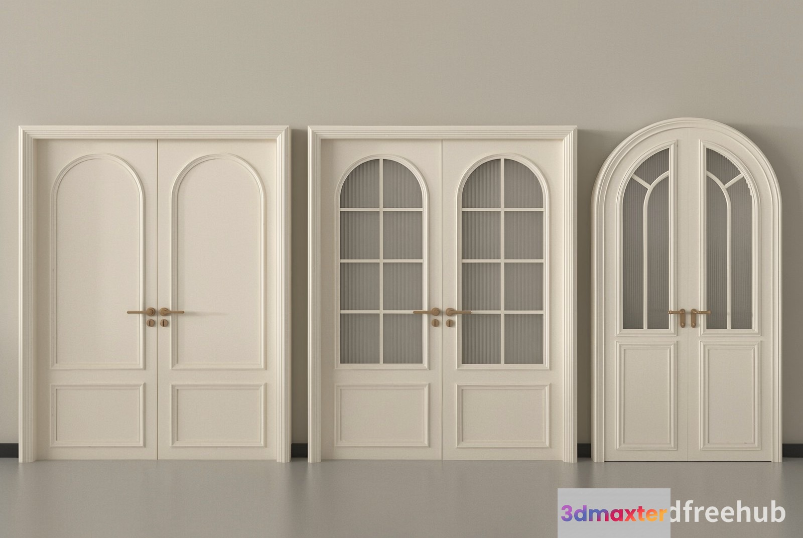 Three White Doors 3D Model - 22817 - VRAY Render