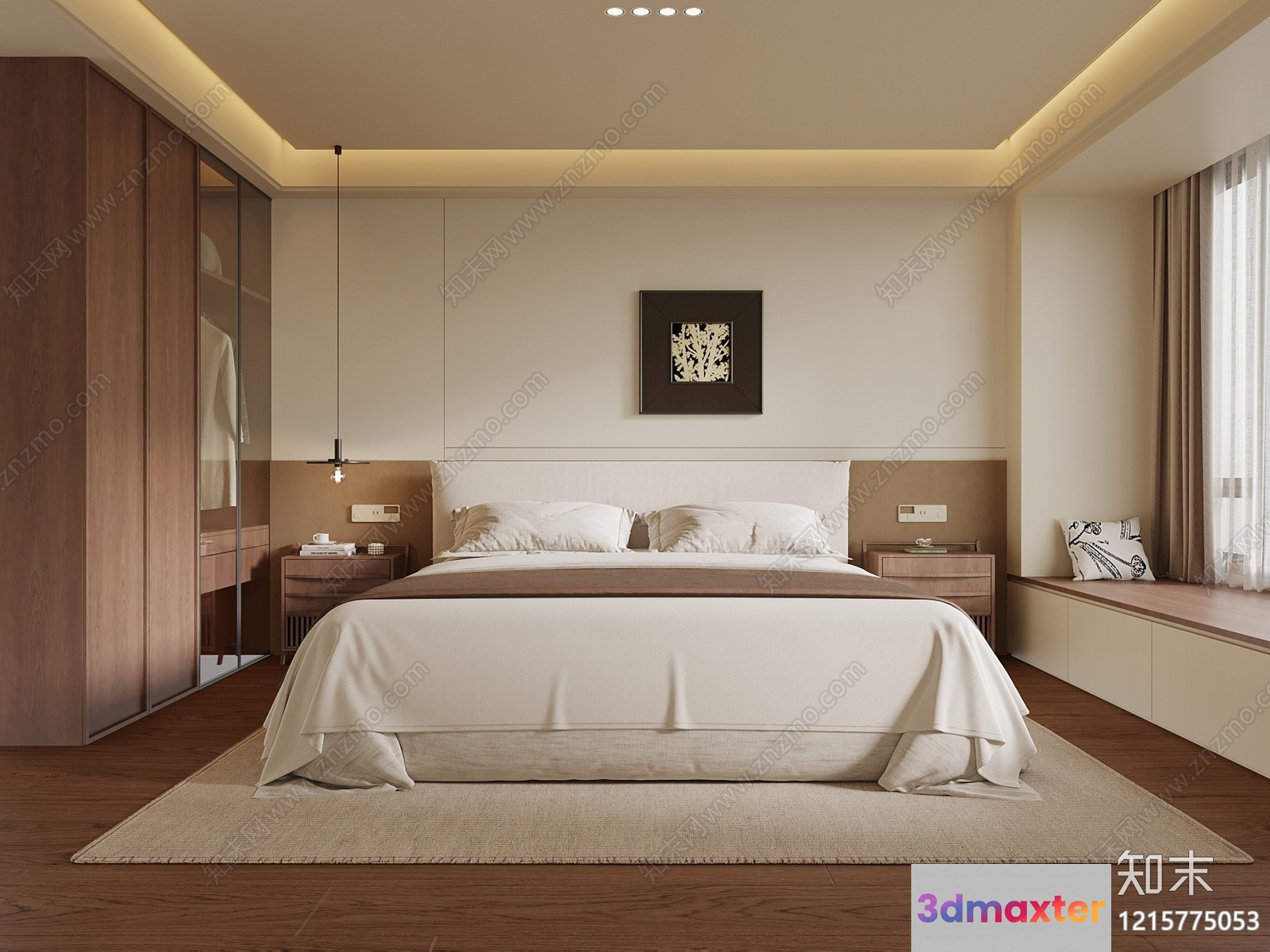 Cozy Modern Bedroom 3D Model - 18063 - VRAY Render