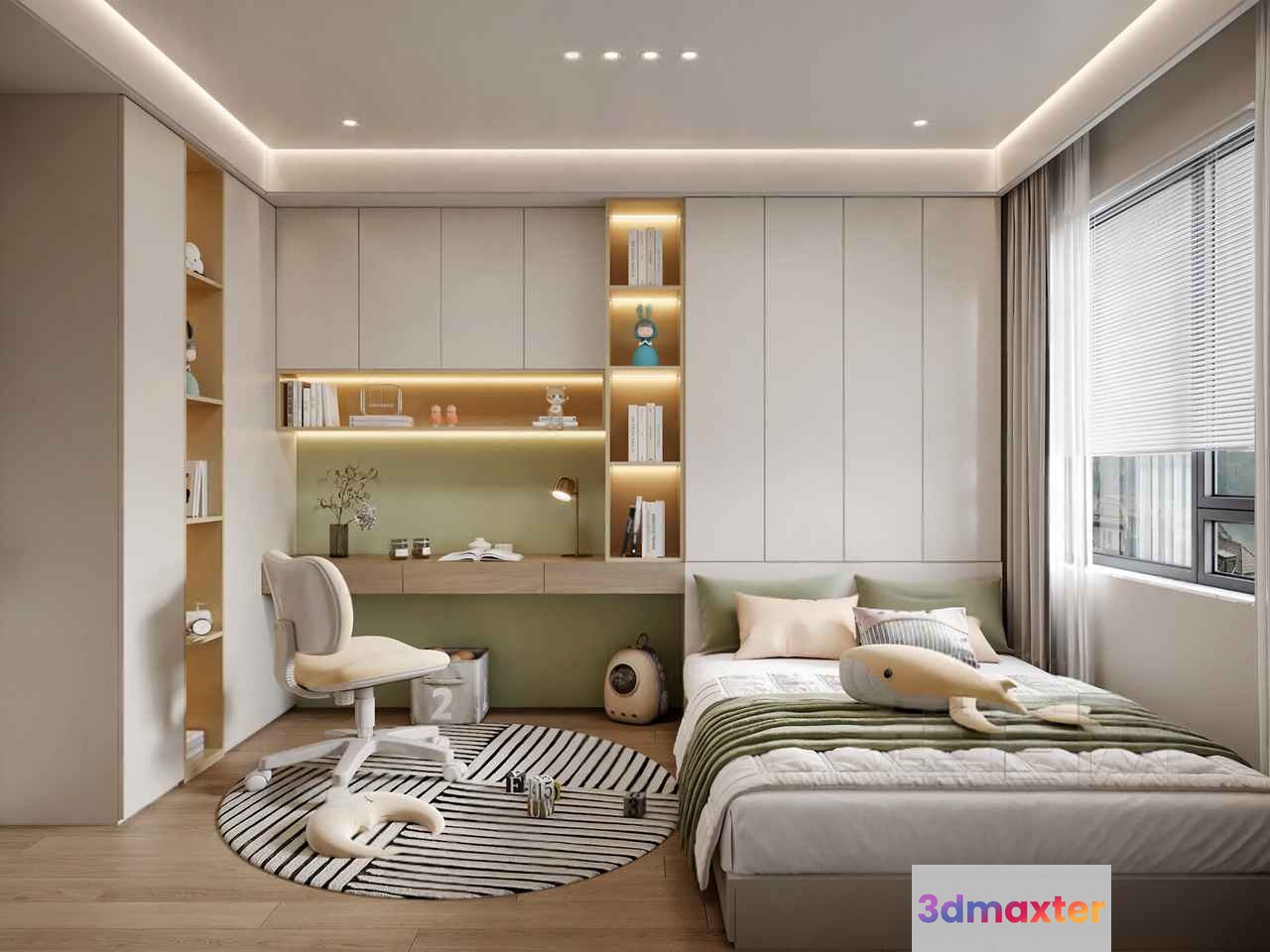 Modern Minimalist Bedroom 3D Model - 379 - VRAY Render