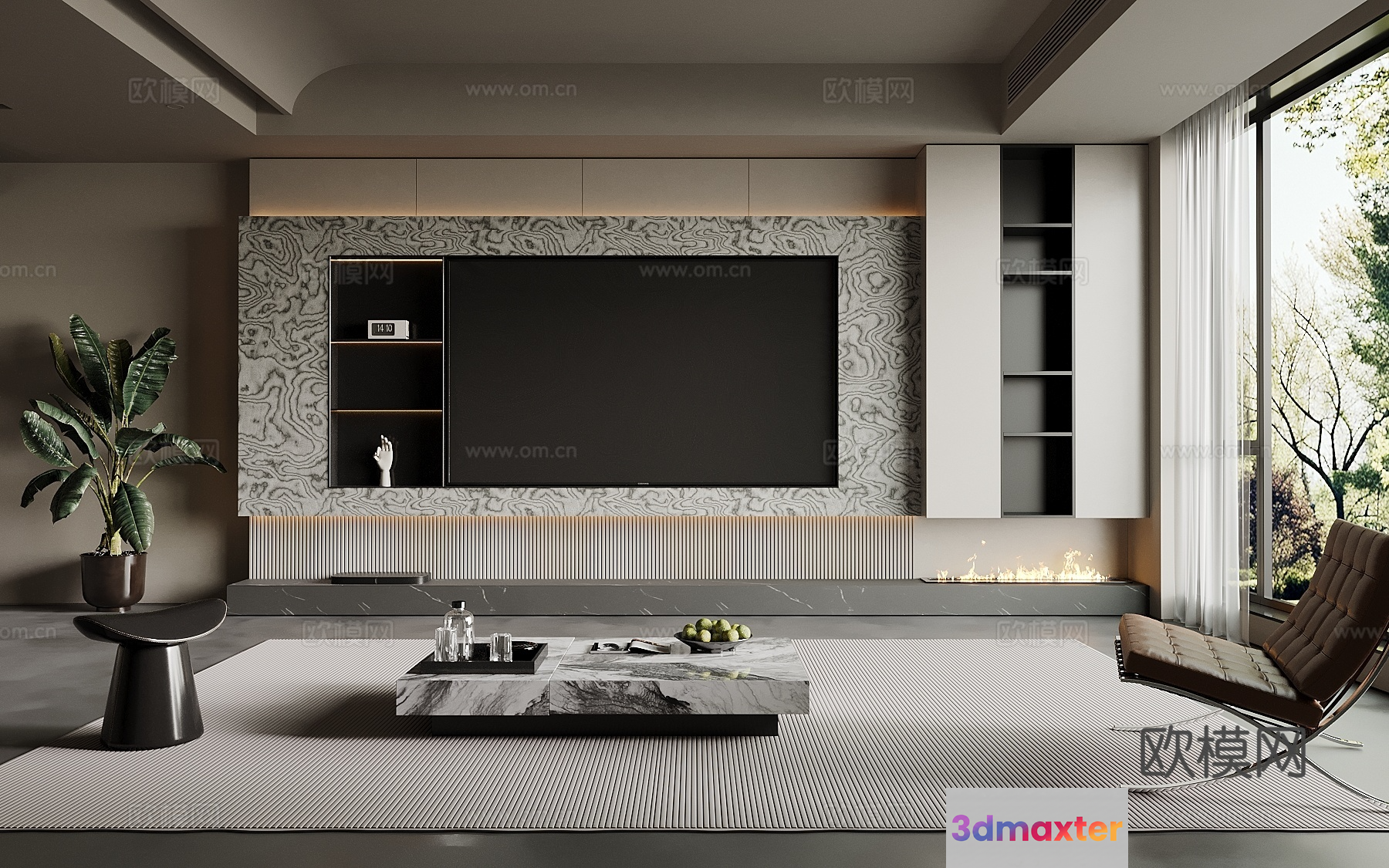 Modern Living Room 3D Model - 1586 - VRAY Render