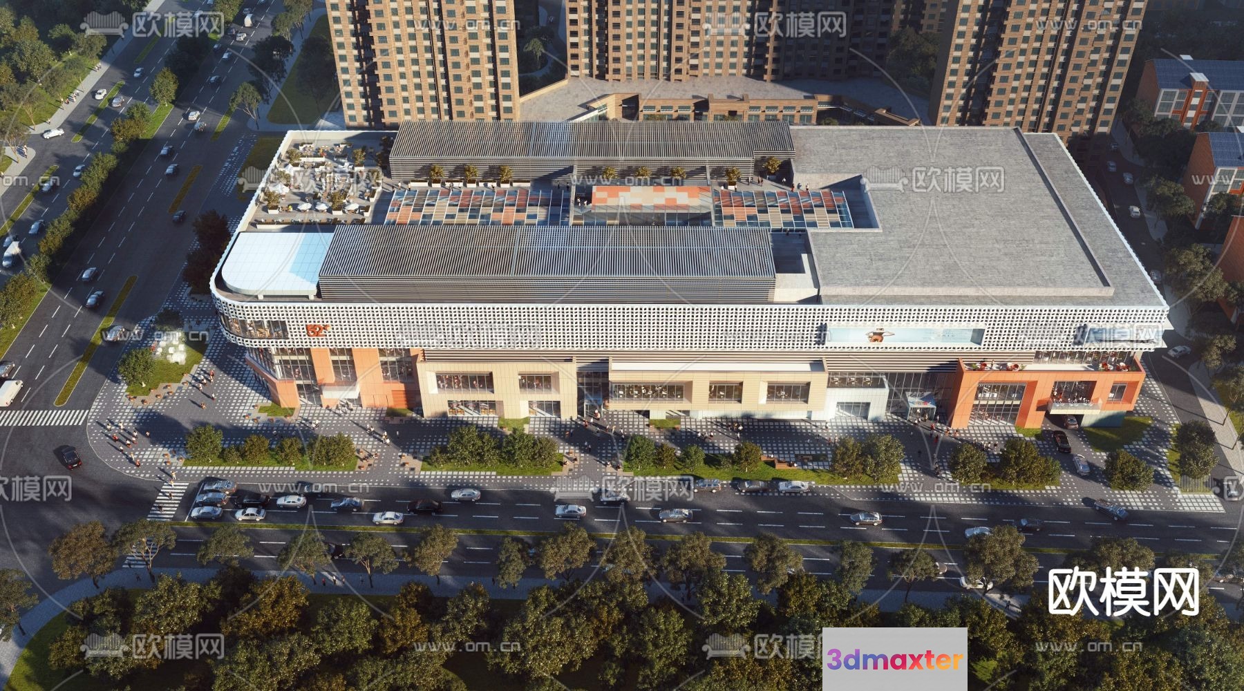 The Main Subject Is A Building With A Large Parking Lot 3D Model - 1904 - VRAY Render