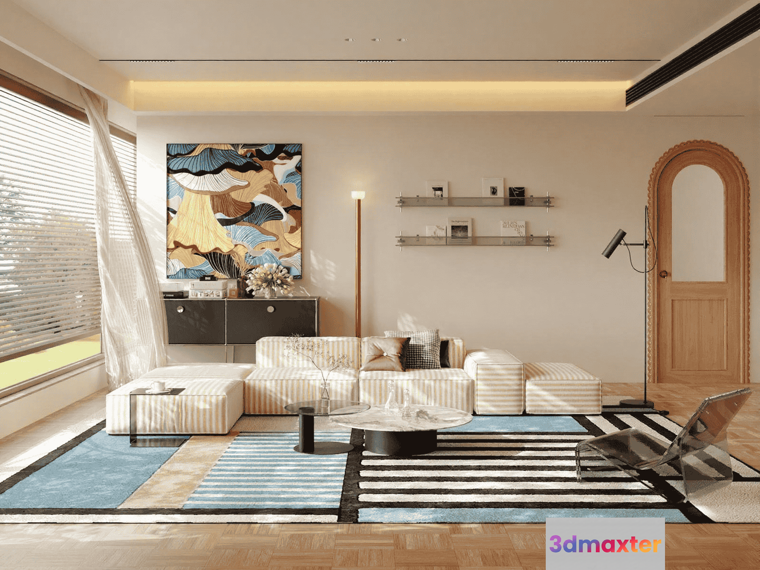 Modern Living Room 3D Model - 15353 - VRAY Render