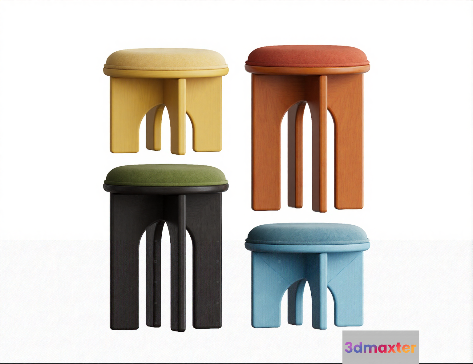 Four Stools 3D Model - 10483 - CORONA Render