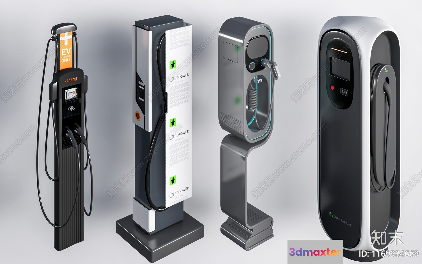 Electric Vehicle Charging Stations 3D Model - 5560 - CORONA Render