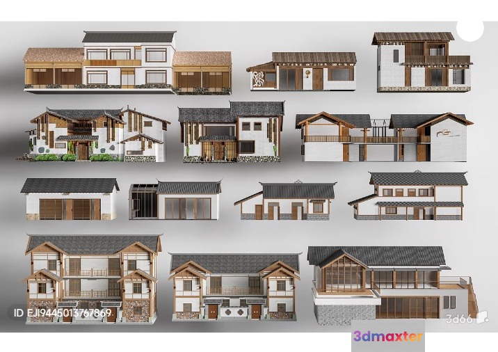 Traditional Japanese Houses 3D Model - 15323 - VRAY Render