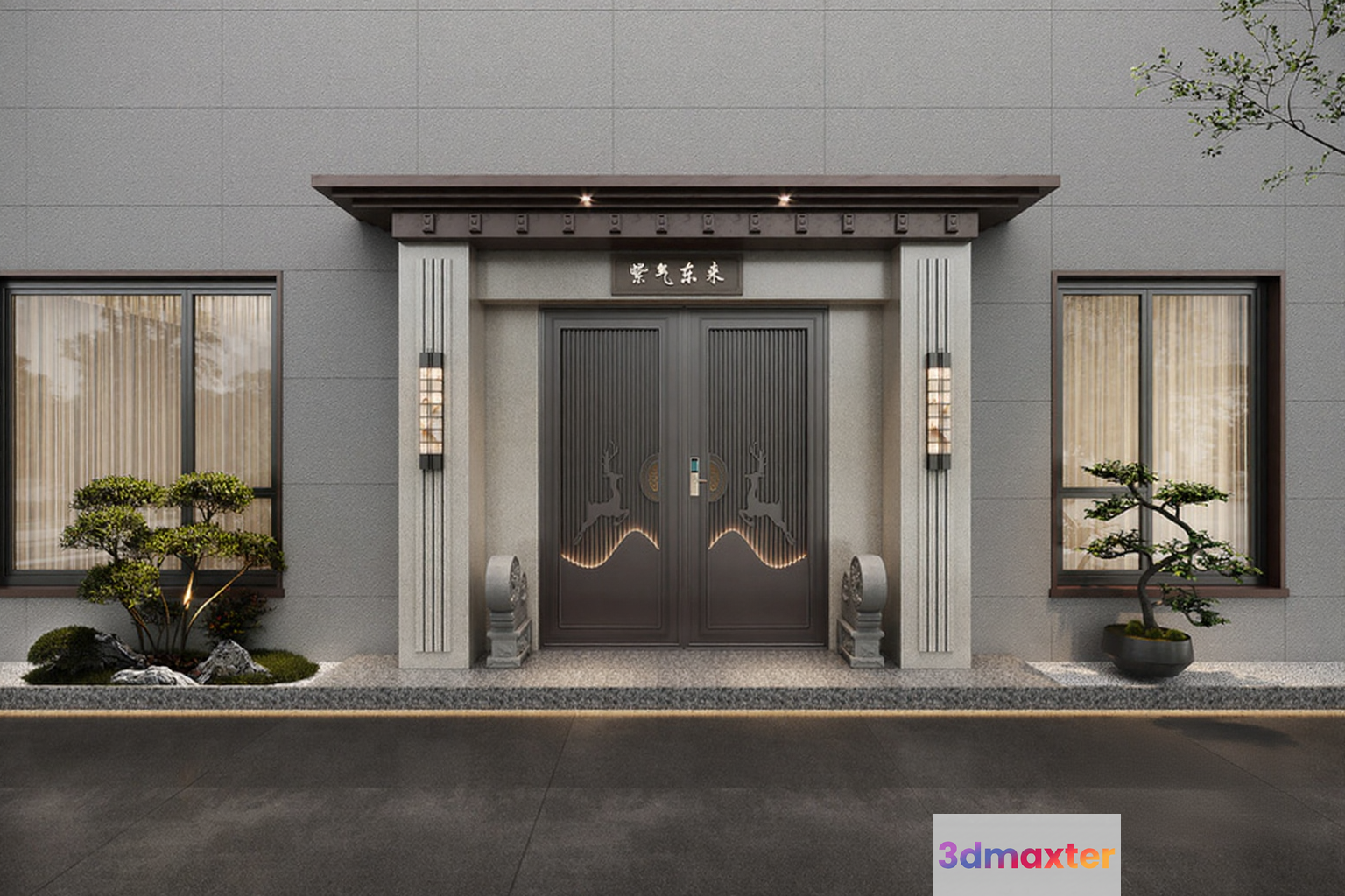 A Modern Japanese-Style Building 3D Model - 5900 - CORONA Render